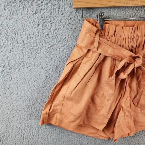 Indigo Rein Linen Blend Hayden Belted Shorts Juniors' Small Pheasant Pull On - Picture 2 of 14